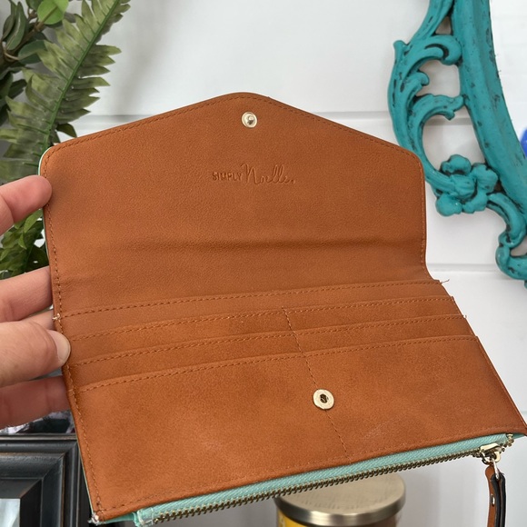 SIMPLY NOELLE Wallet Turquoise/Brown, with ivory stitching - Picture 6 of 12